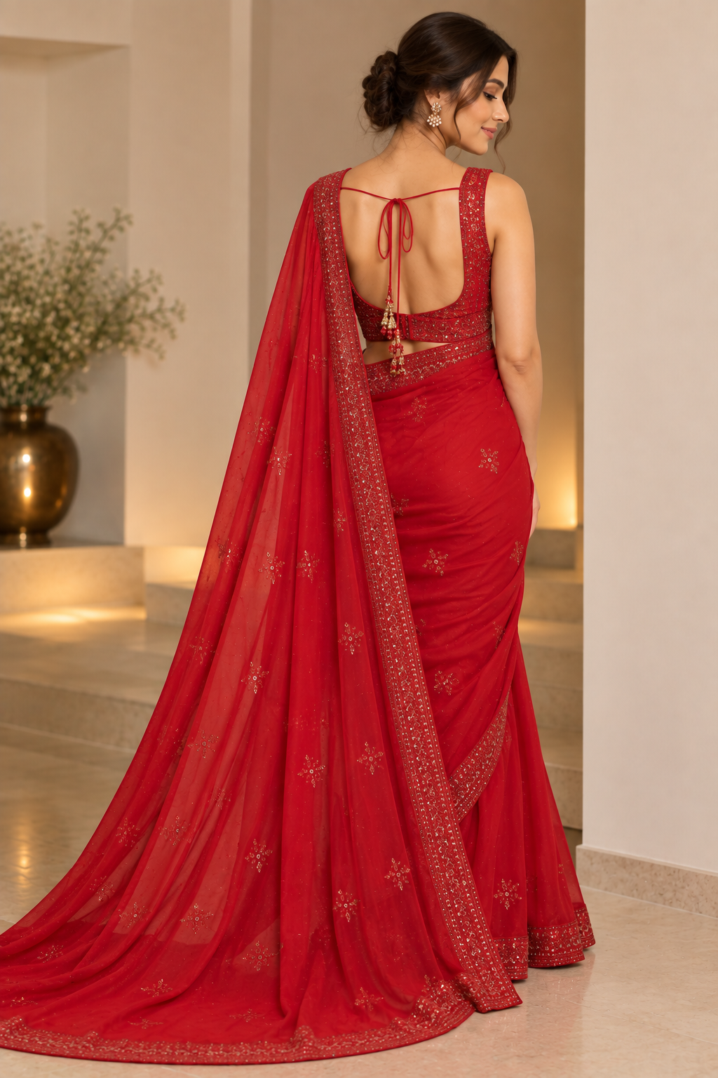 Elegant Red Designer Saree