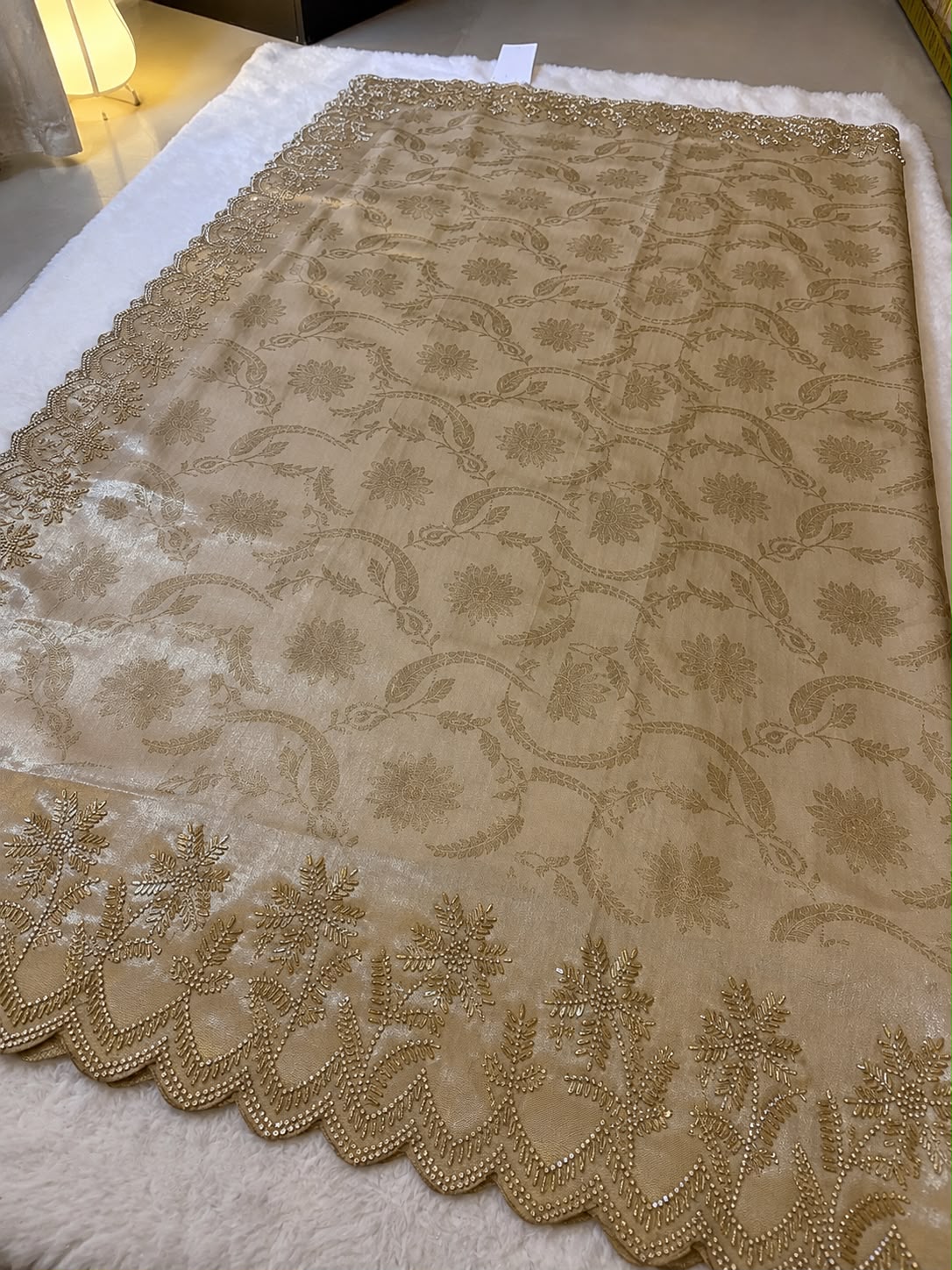 Champagne Gold Embroidered Saree