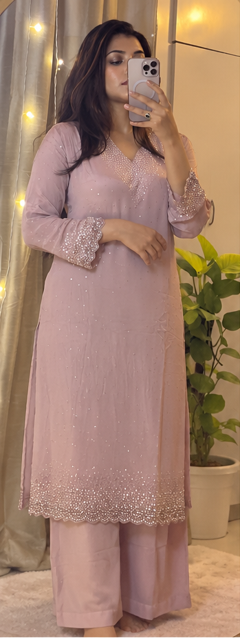 Light Onion Pink Sequin 3-Piece Suit - view 2