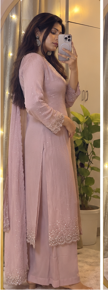 Light Onion Pink Sequin 3-Piece Suit - view 3