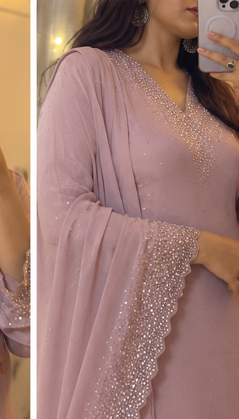 Light Onion Pink Sequin 3-Piece Suit - view 6